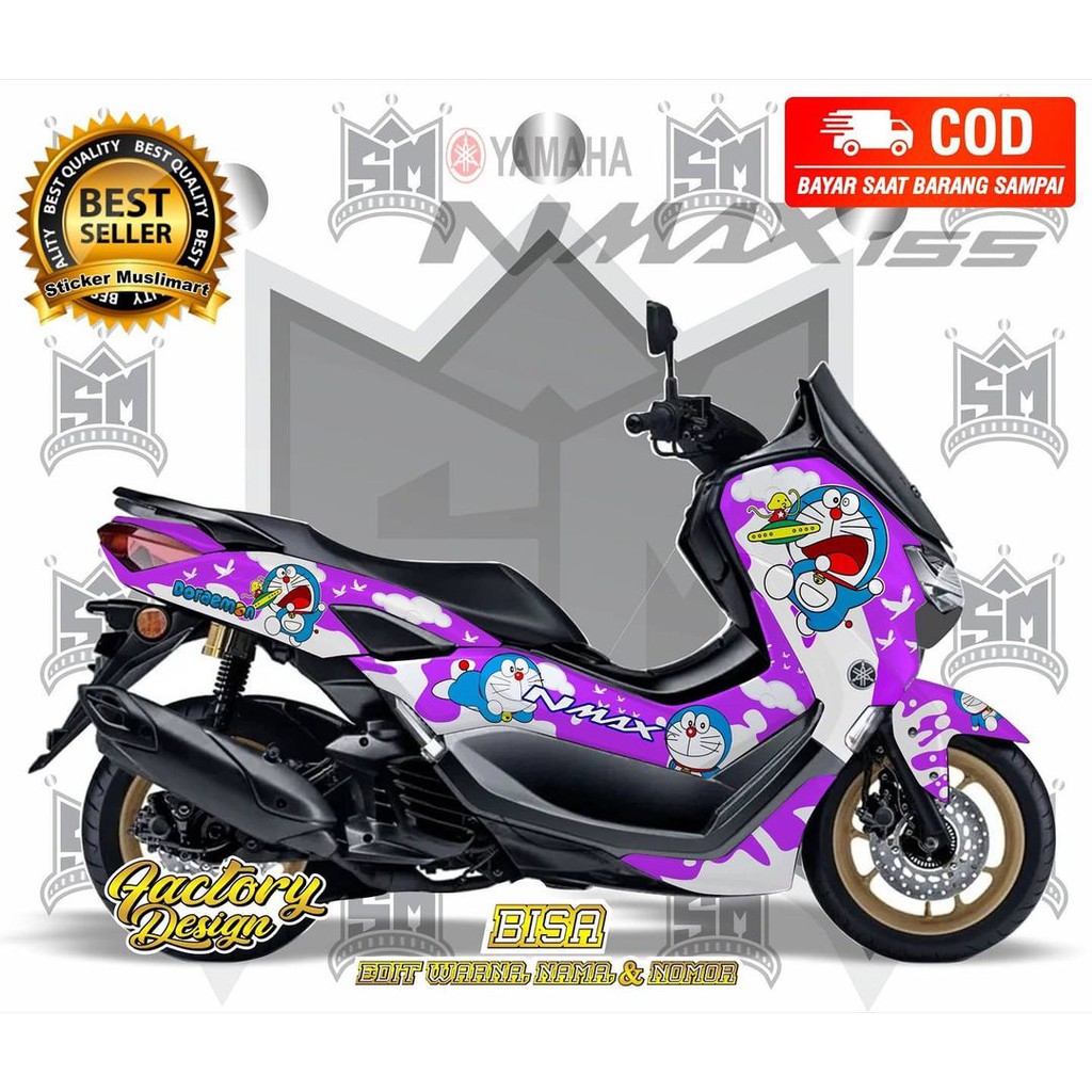 Sticker decal full body Yamaha Nmax Doraemon Ungu