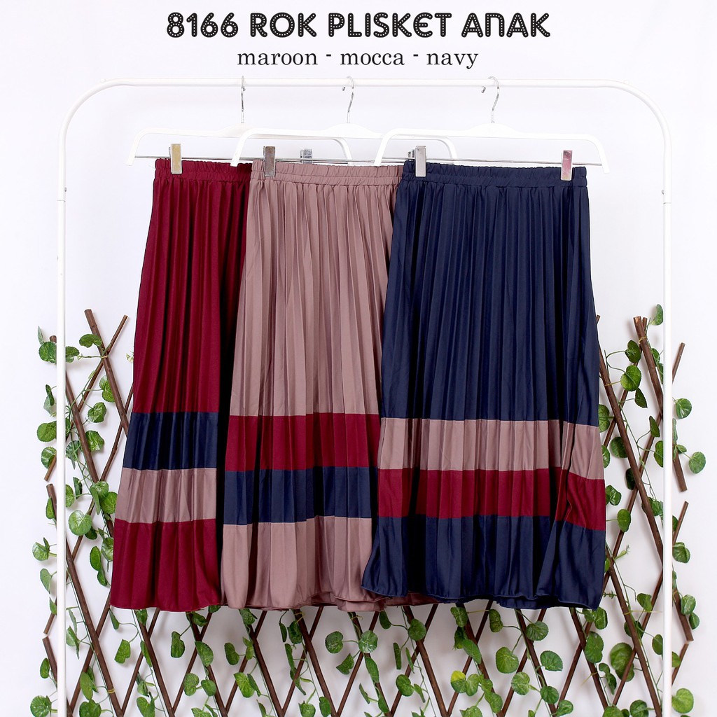 ROK PLISKET ANAK KOMBINASI 8166 PRISKET ANAK PANJANG PLEATED SKIRT FLARE SKIRT MAYUNG FLOWY REMPEL