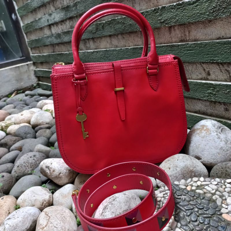 TAS WANITA FOSSIL RYDER SATCHEL MEDIUM POPPY RED (MINOR DEFFECT)