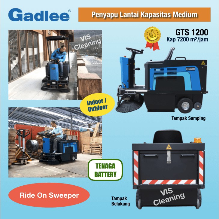 Ride On Sweeper Gadlee GTS 1200 (Mesin Penyapu tenaga Battery)