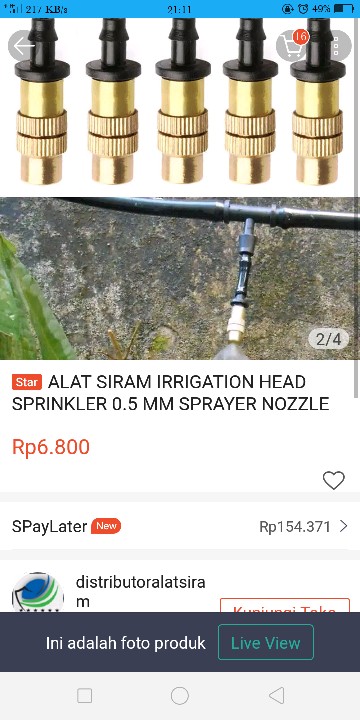 Alat Siram Irrigation Head Sprinkler 0.5 Mm Sprayer Nozzle Adjustable Spray Air Taman Kebun Kandang