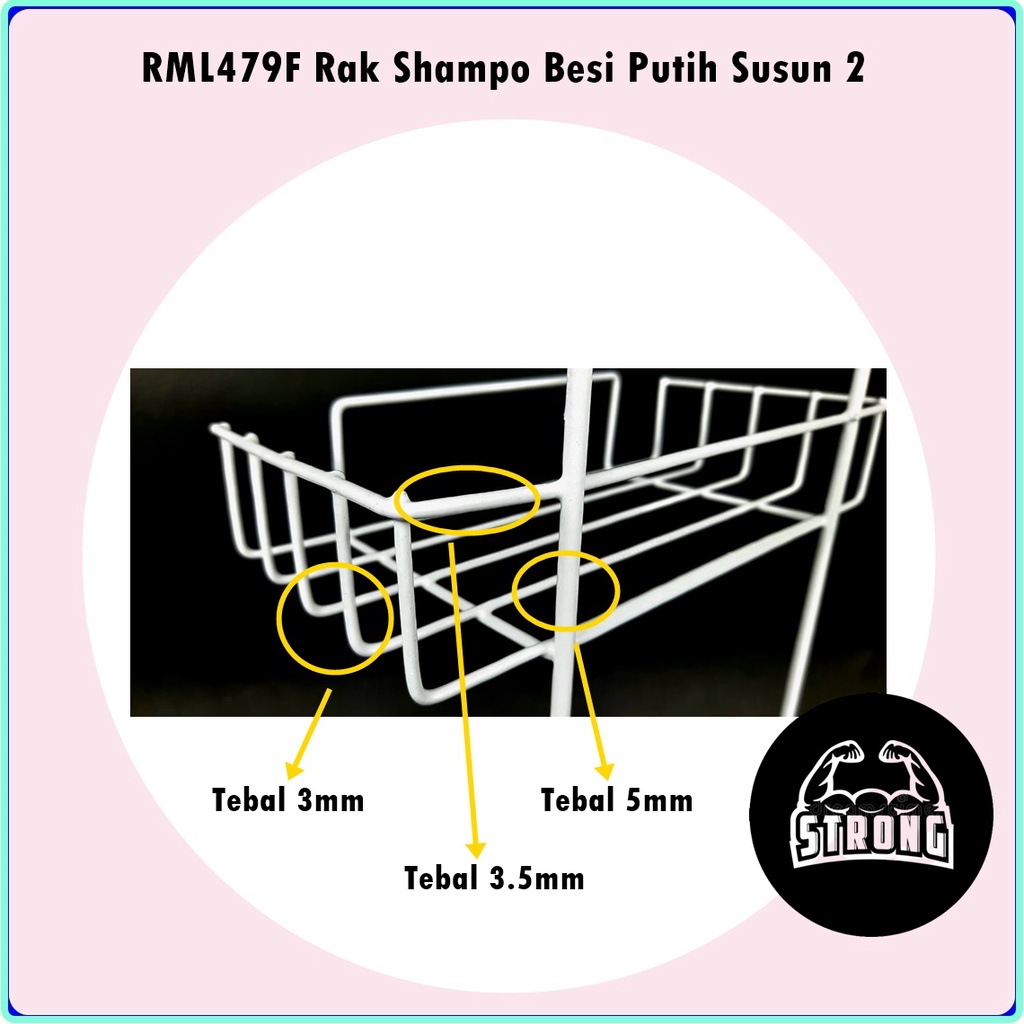 RML479F Rak Shampo Besi Putih Susun 2