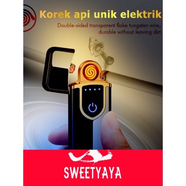 Grosir Korek Api unik elektrik kecil fingerprint touch sensor led screen dy 168 korek USB unik  bisa di cas  Kelas atas untuk merokok