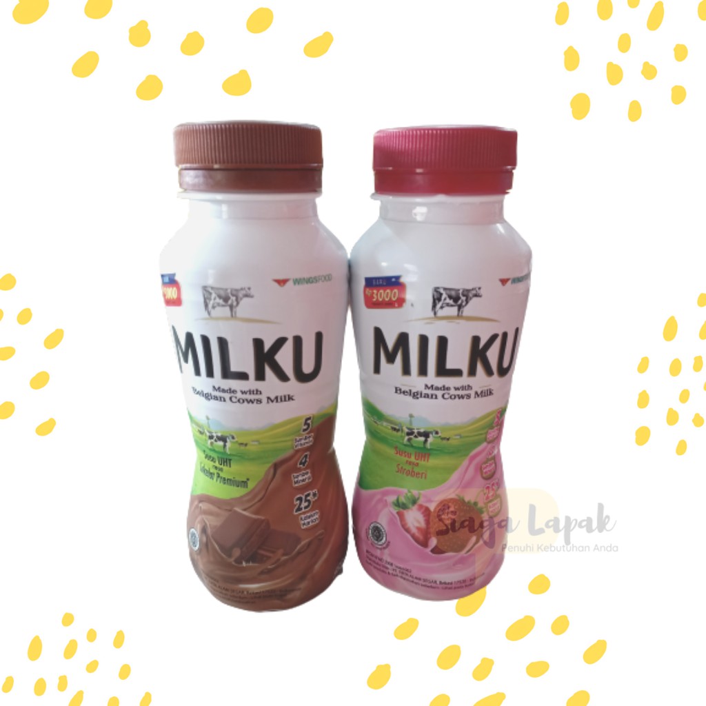 Milku Susu UHT Coklat - Stroberi botol 200ml