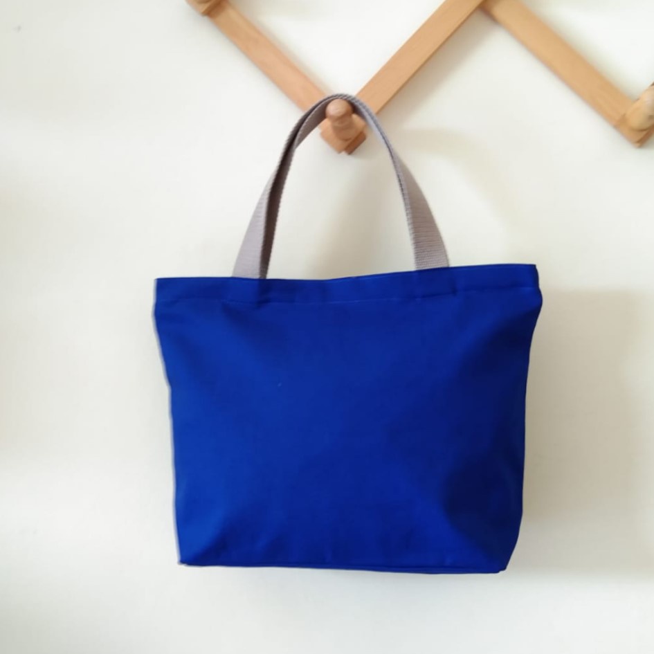 HANDBAG TAS JINJING KANVAS POLOS WARNA BIRU TAS WANITA KANVAS TAS JUMBO RIENS COLLECTIONS