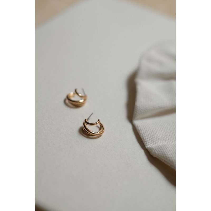 Ark.co - Denver earrings (double ; triple) anting hoops huggies gold statement minimalis simple