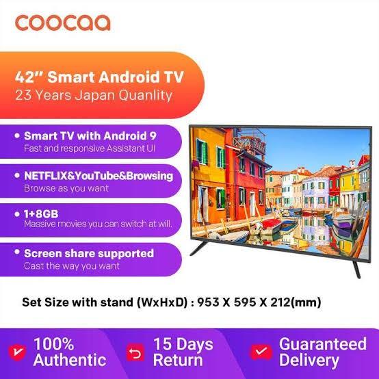 LED ANDROID SMART TV COOCAA 42S3G 42 INCH GARANSI RESMI