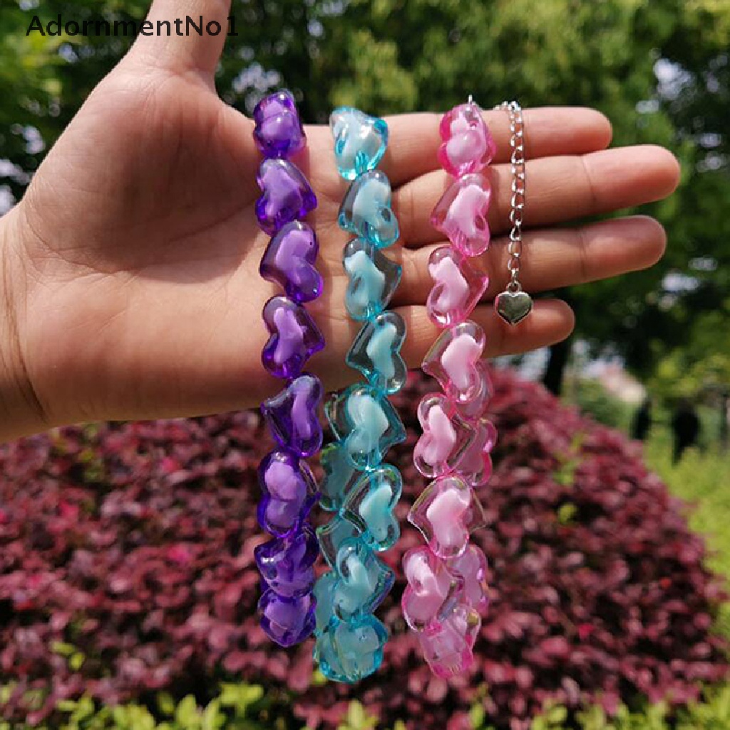 (AdornmentNo1) Kalung Choker Akrilik Motif Hati Warna-Warni Gaya Hip Hop Untuk Wanita