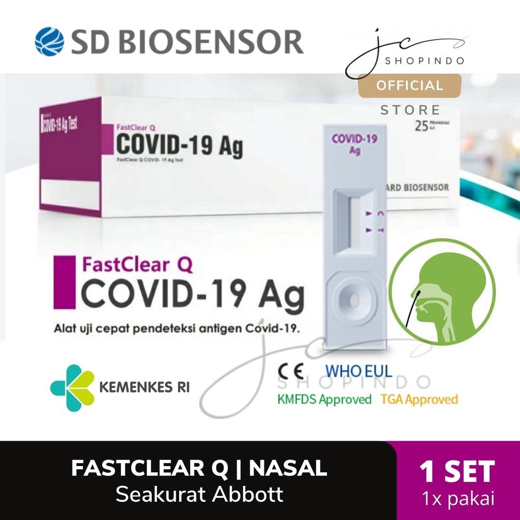 [bdg] FastClear Q - NEW Nasal Antigen Swab Test Covid-19 / Omicron - Seakurat Abbott Panbio / Bioqui