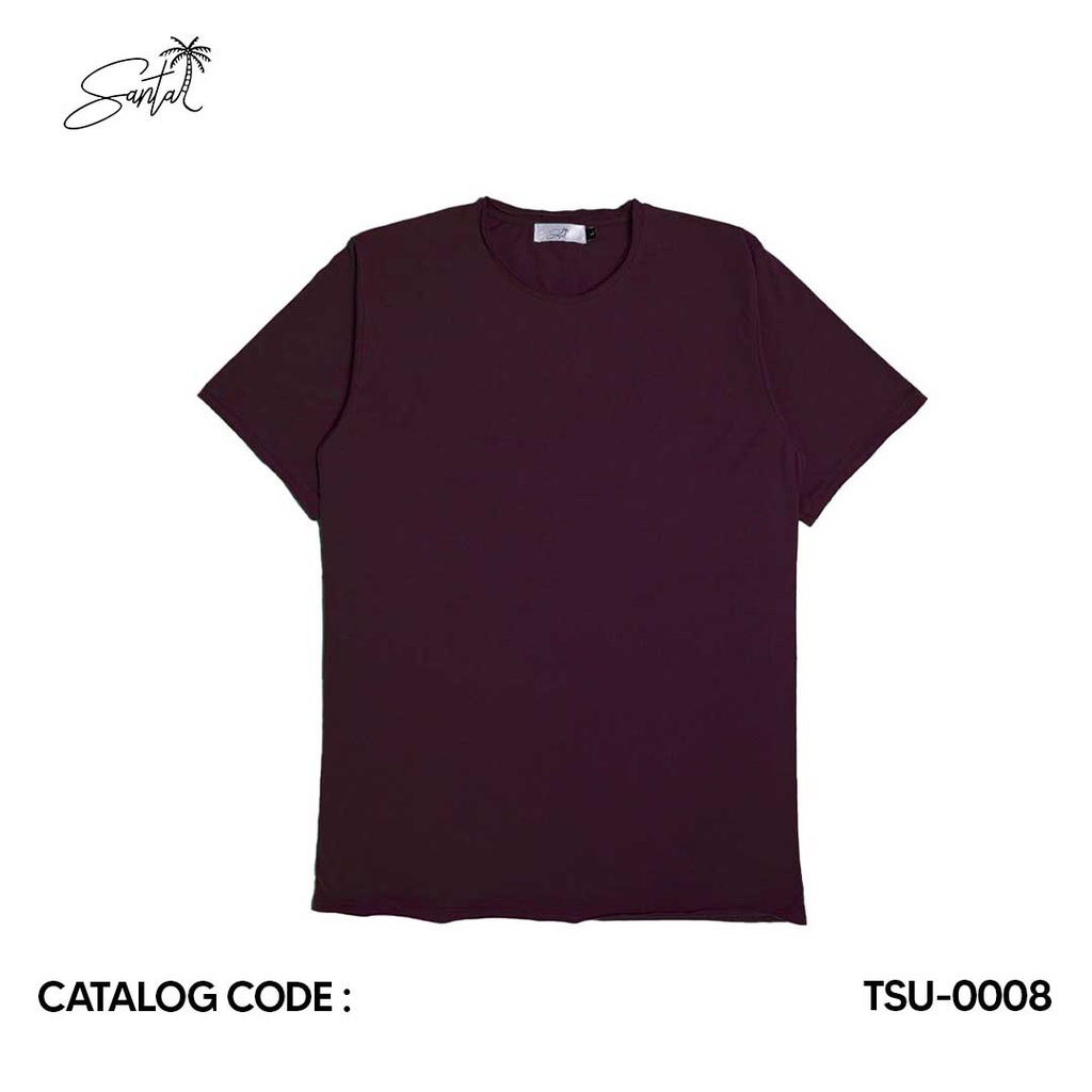 Santai T-shirt Basic Unfinished Maroon Banner Pria Wanita ( TSU-0008 )