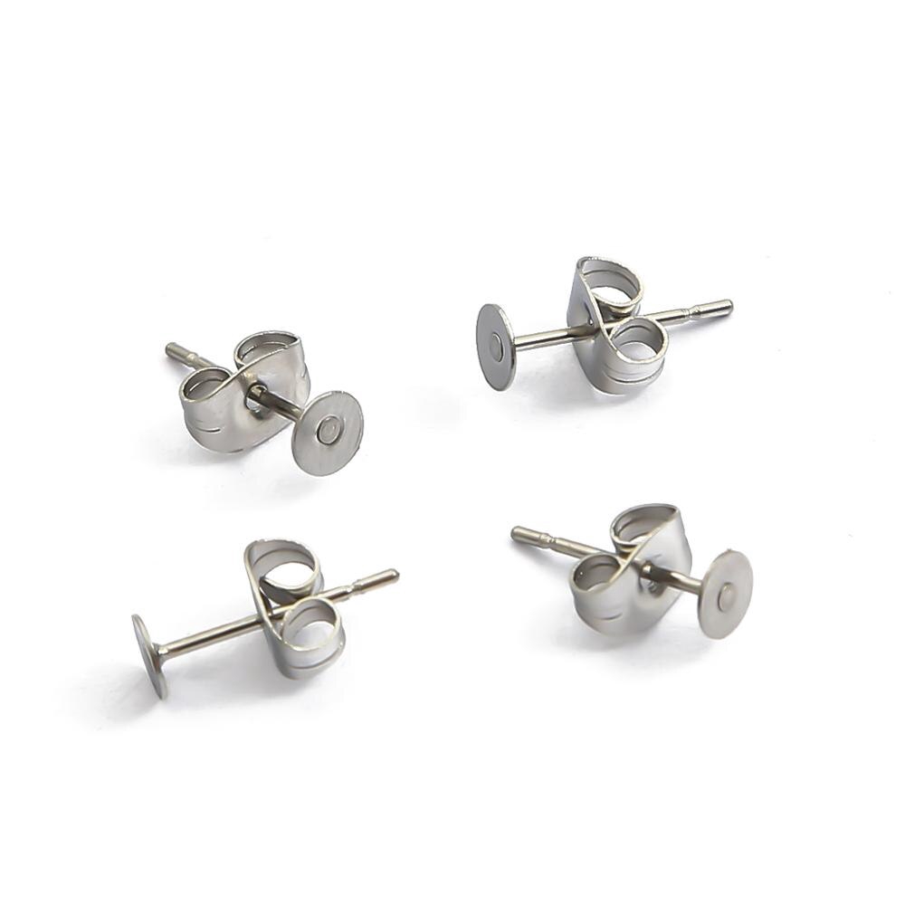 20-100 Pcs Base Pin Kosong Bahan Stainless Steel Untuk Membuat Perhiasan Anting Stud