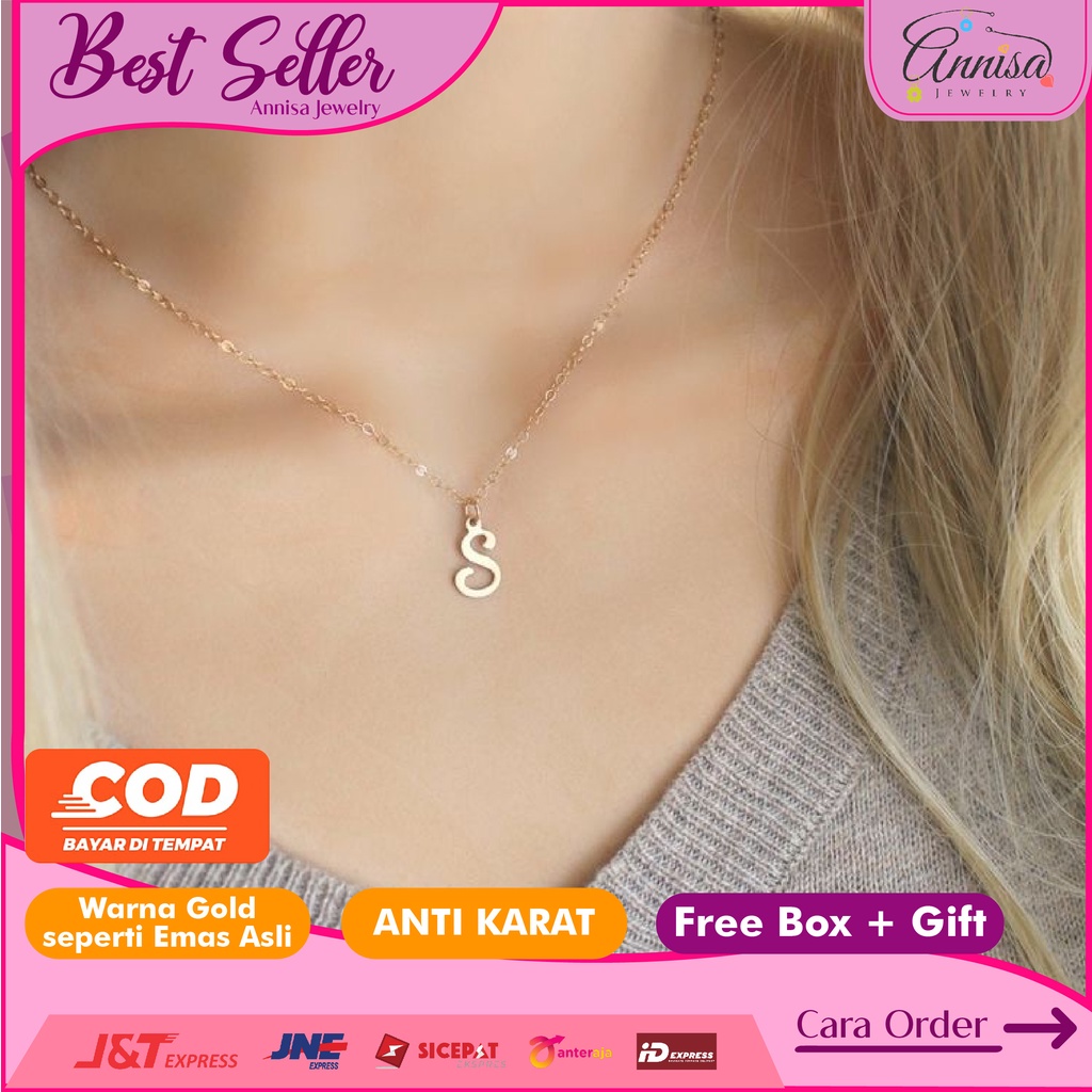 Kalung Nama Titanium Inisial Gold Anti Karat Annisa Jewelry