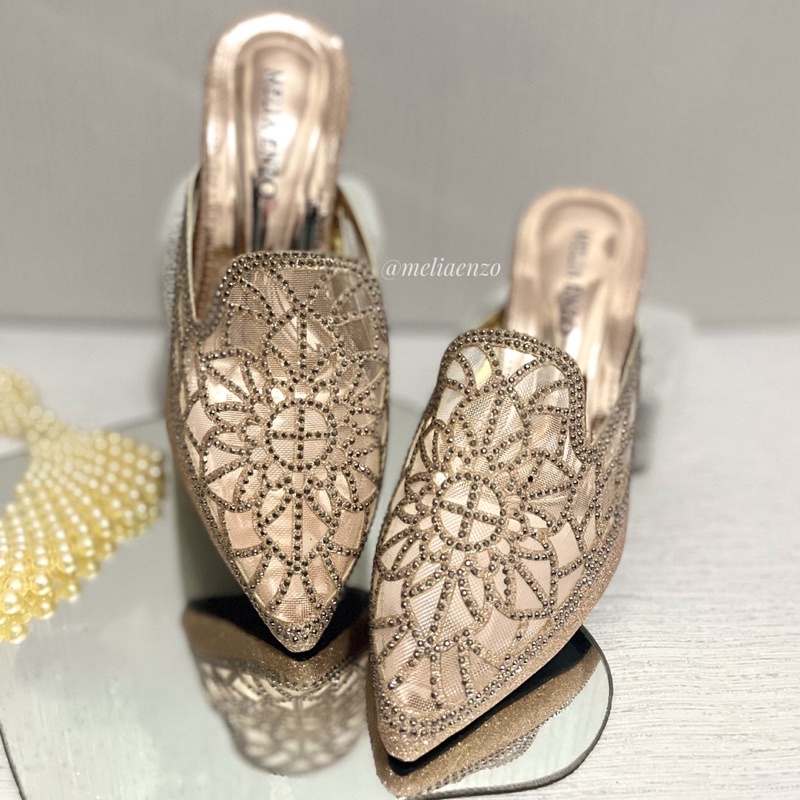 Meliaenzo - Sendal Hak Payet | Sendal Wedding | Heels wanita | Sendal Hak Kaca