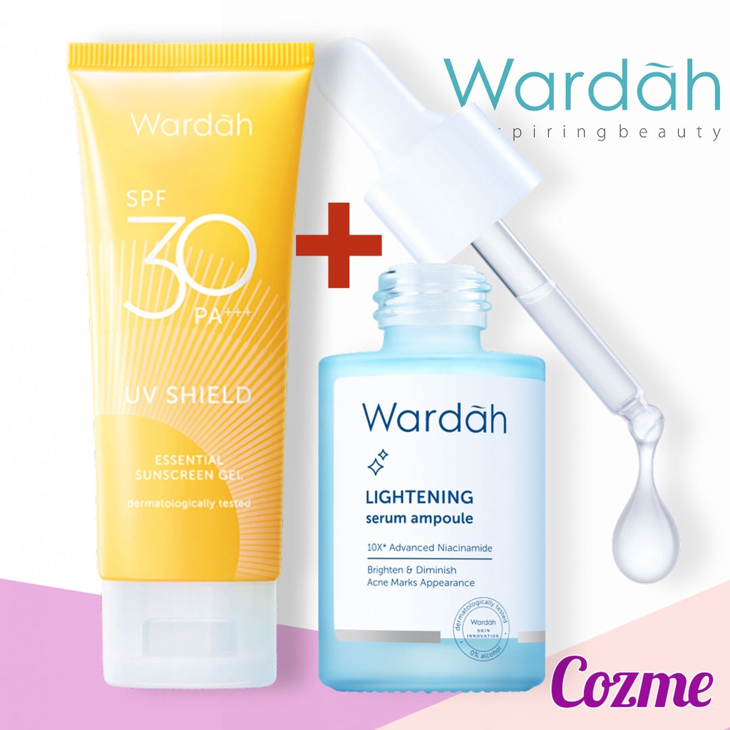 WARDAH UV Shield SPF 30 40mL &amp; Lightening Niacinamide Serum Ampoule 30mL