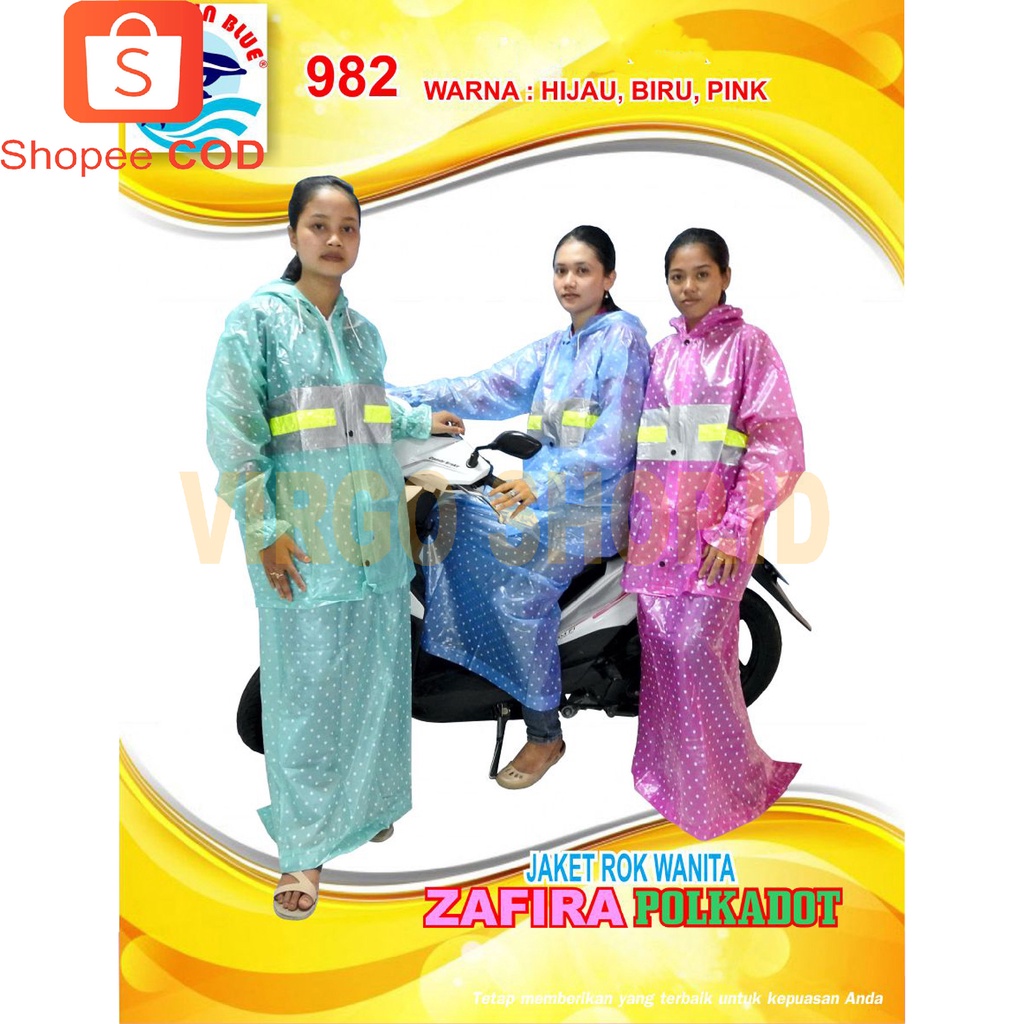 Jas Hujan Dolphin Blue 982 Polkadot Jaket Rok Wanita / Jas Hujan Polkadot / Jas Hujan / Jas Ujan / Jas Ujan / Mantel / Mantel Hujan