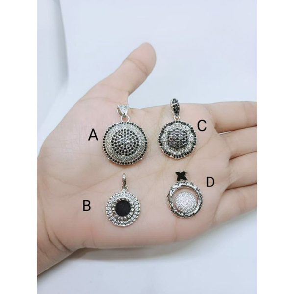 liontin perak925 asli lapis emas model di*r mp kombi hitam liontin fashion import silver925