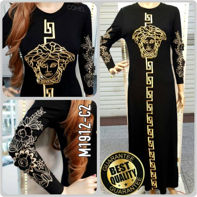 READY GAMIS VERSACE BORDIR BUNGA DAN BORDIR QUALITY IMPORT DIAMOND PREMIUM