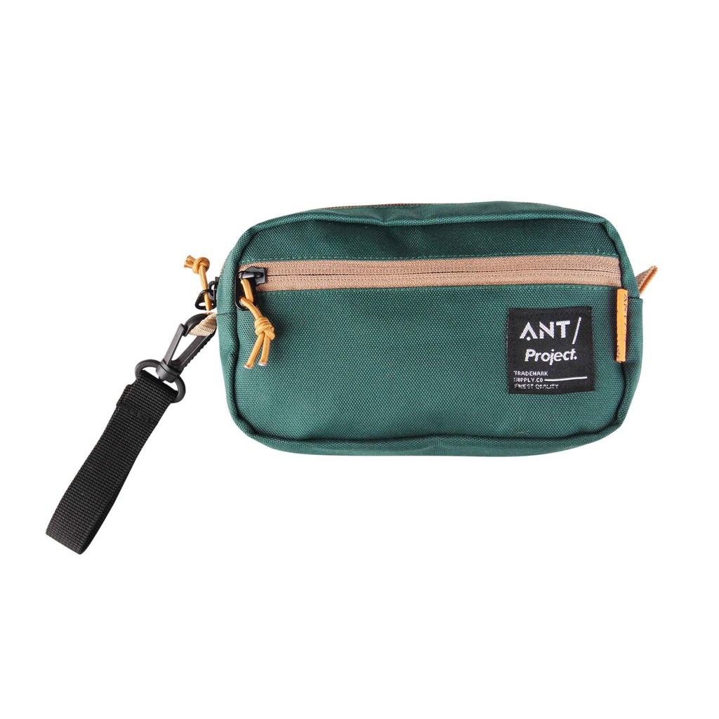 ANT PROJECT Tas Pouch Mini Bag Tas Tangan Clutch Dopp kit Hijau Botol