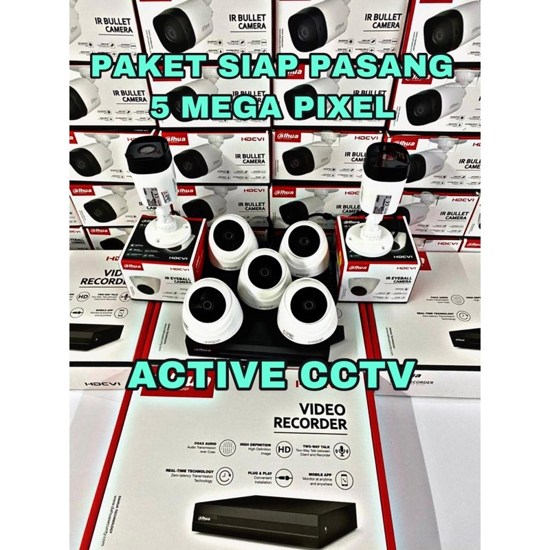 PAKET 5MP KAMERA CCTV DAHUA 7 CAMERA 8 CH CHANNEL 2560p FULL HD KOMPLIT SIAP PASANG 8ch 8channel