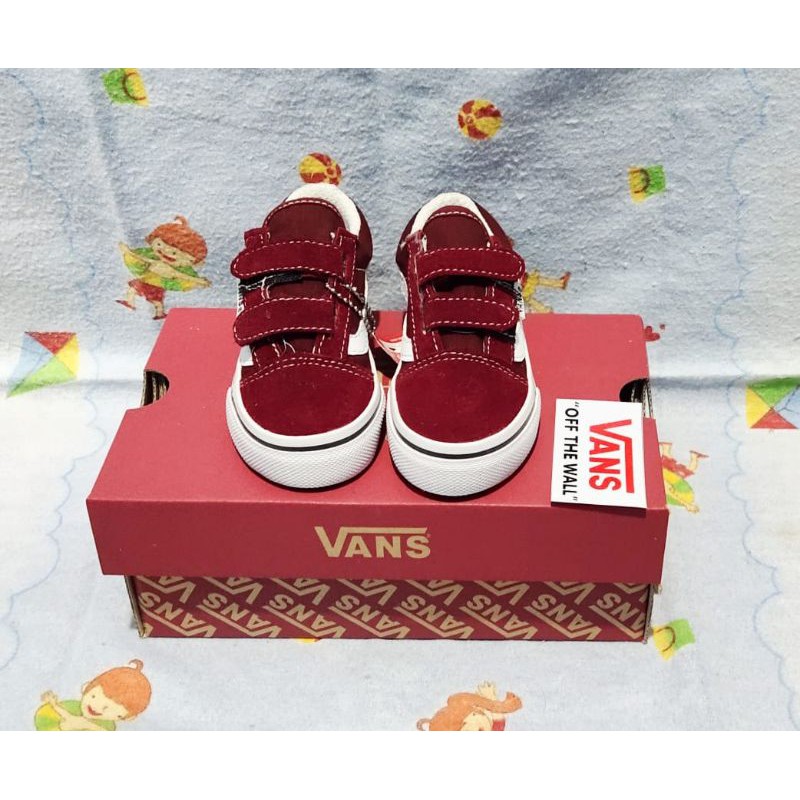 SEPATU V4NS ANAK OLDSKOOL MAROON VELCRO TALI SEPATU ANAK SEPATU ANAK PEREMPUAN SEPATU ANAK LAKI LAKI-5