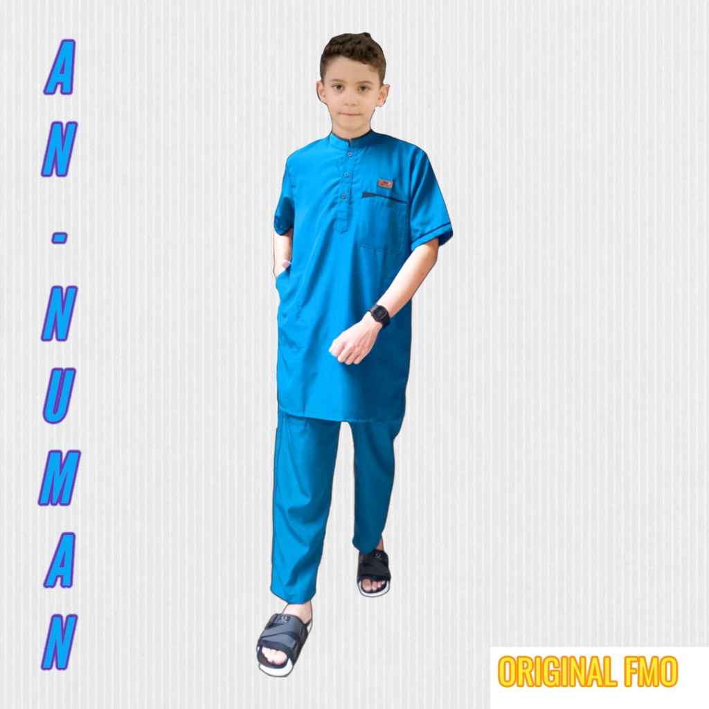 AN-NUMAN/setelan gamis anak laki laki/setelan jubah anak/set baju koko label kulit