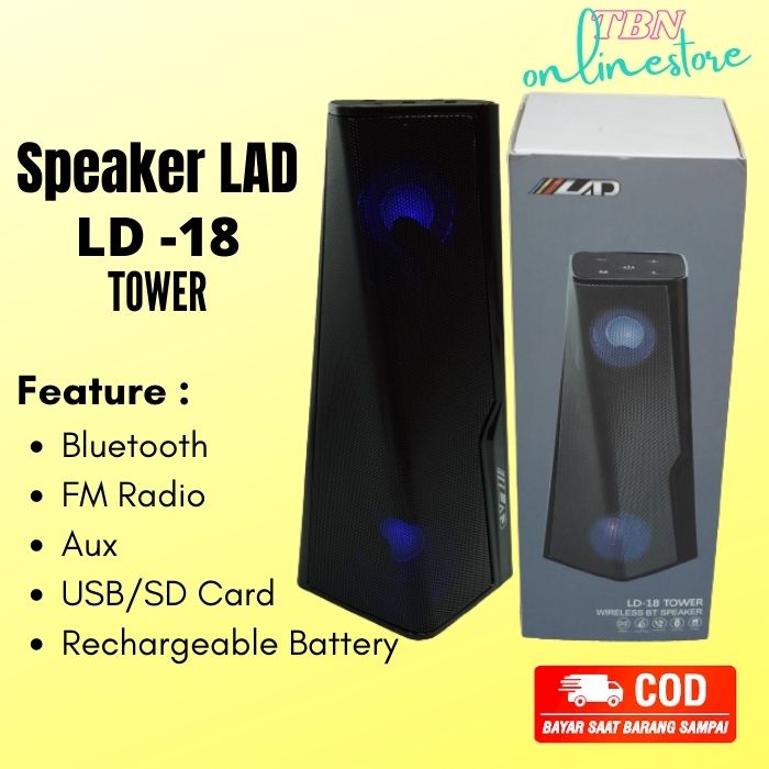 Speaker Multimedia Bluetooth Wireless LAD LD 18 Tower / Loudspeaker Bluetoot