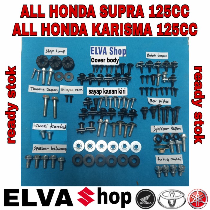 ori baut lengkap full body honda supra x 125D dan 125R