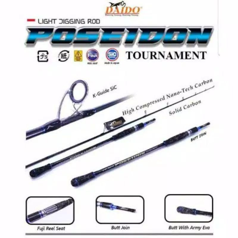 Daido Poseidon Joran Jigging Carbon Solid 180Cm Pe 2-4 Max Lure 200Gram