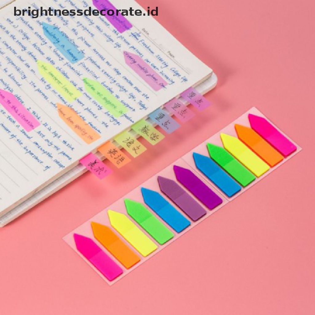 100 Lembar Kertas Memo Pad Sticky Note Bentuk Panah Fluorescent