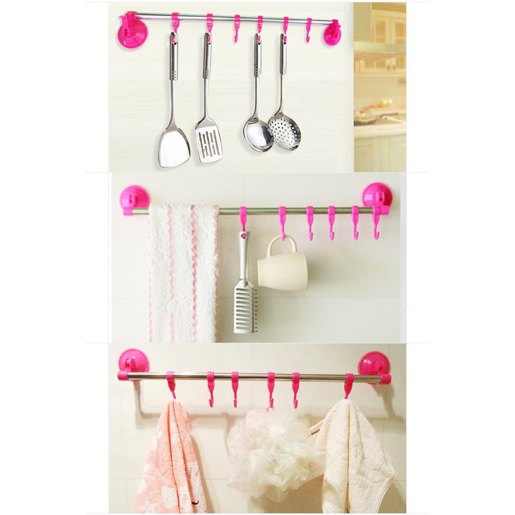 Gantungan Tempel Serbaguna 6 Hook Jemuran Handuk Stainless Steel Murah