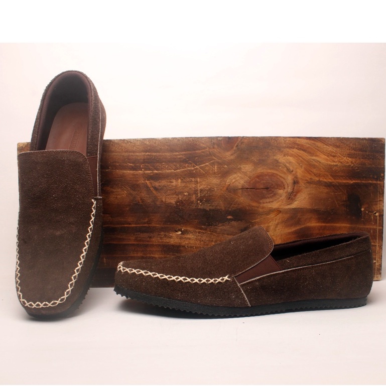 Sepatu Slipon Pria Kulit Asli Rasheda 016 GR Kasual Big Size