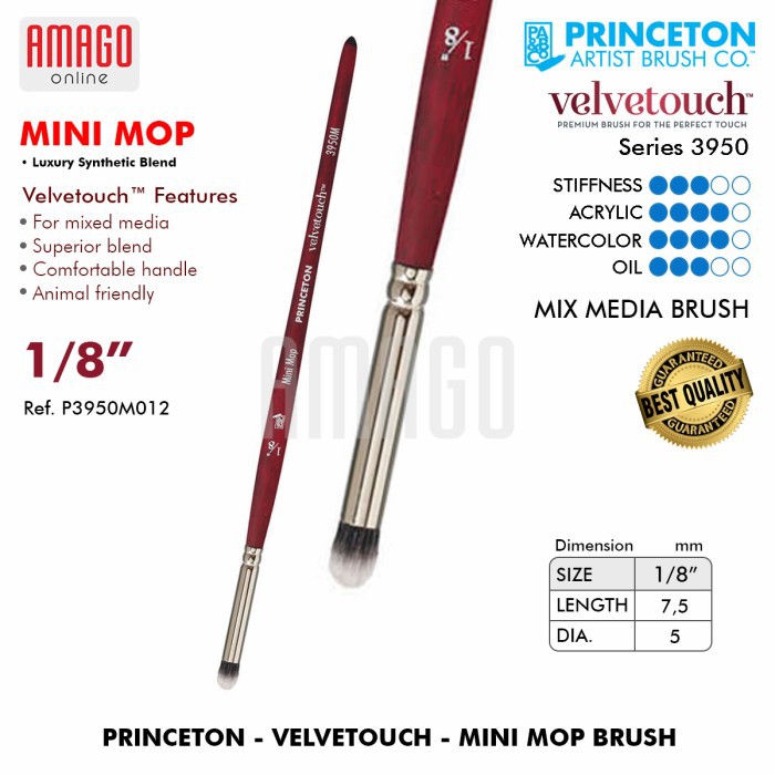 

Brush PRINCETON - Velvetouch - Synthetic - Mini Mop - Kuas Mini - P3950M012