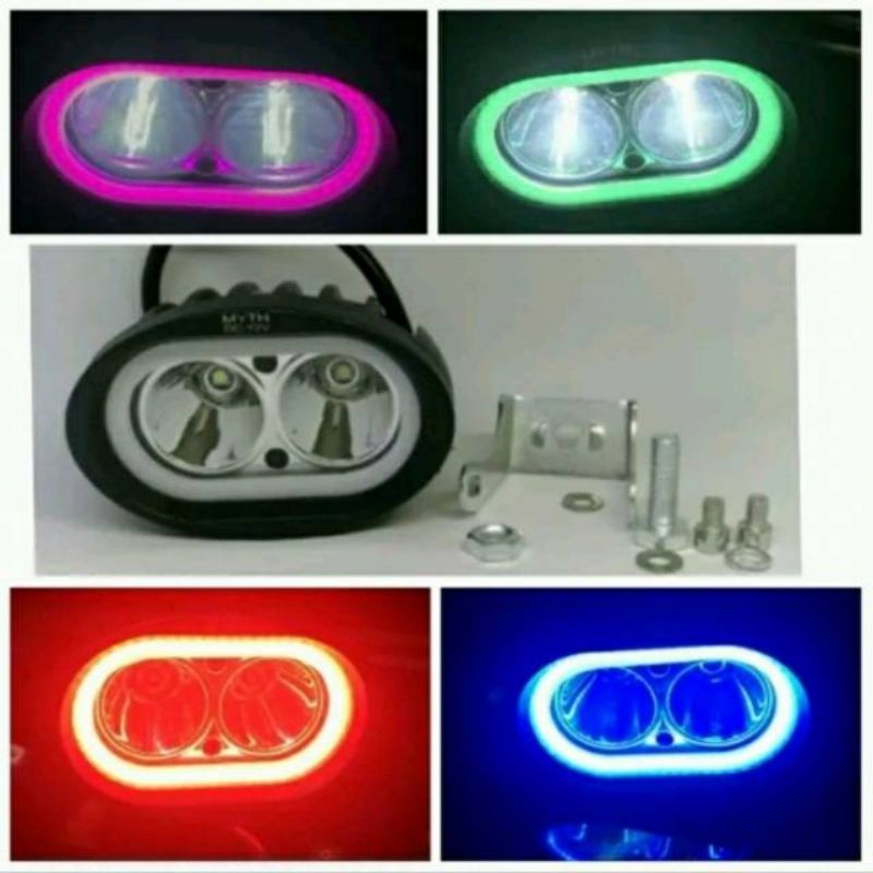 Lampu Tembak LED CREE OWL 2 Mata Angel Eyes 20watt Sorot Motor Mobil