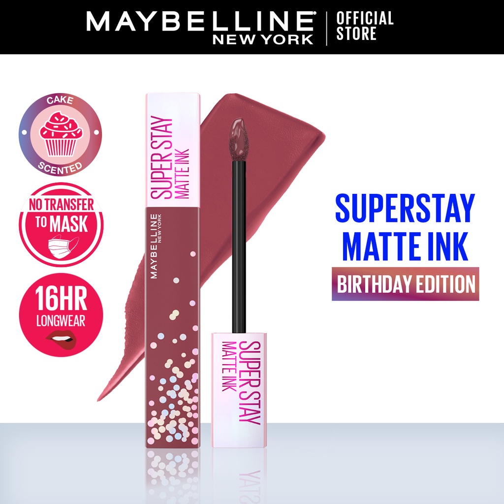 Maybelline Superstay Matte Ink Birthday Collection (Tahan lama 16 Jam) - Liquid Lipstik Make Up