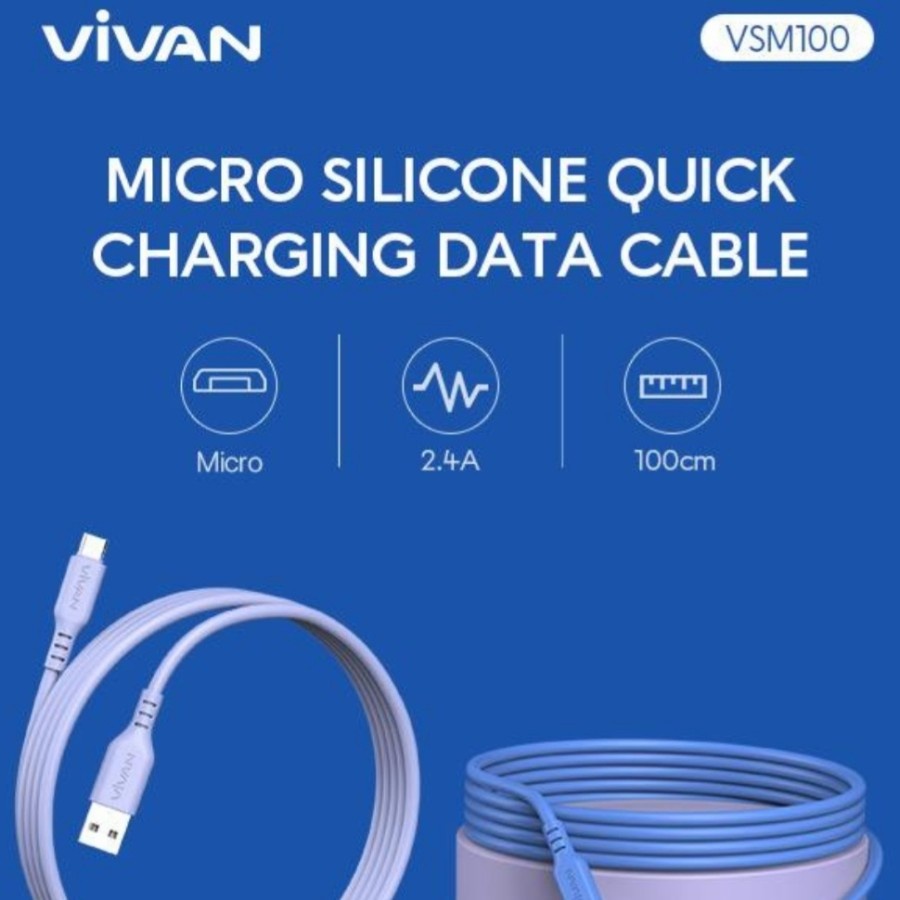 Kabel Data Vivan VSM100 - Micro USB 2.4A Quick Charge