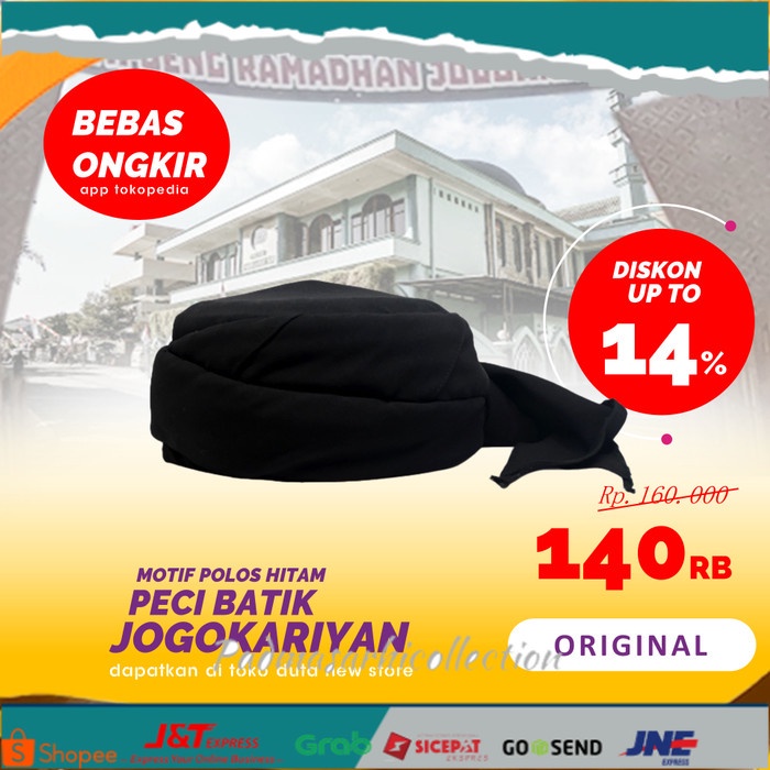 ✨ BISA COD ✨ PECI BATIK KHAS JOGOKARIYAN Polos Hitam