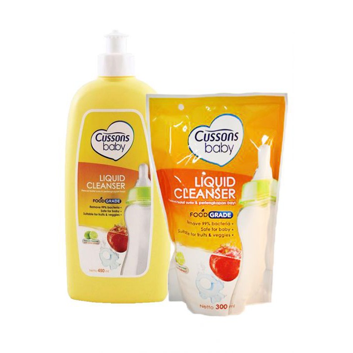 Cussons Baby Liquid Cleanser 450ml + Refill 300ml - Sabun Cuci Botol