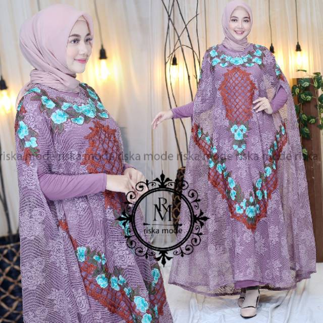 Gamis kaftan Slavina brokat bordir/ gamis terbaru / gamis pesta/ gamis  wisuda/ original riska mode