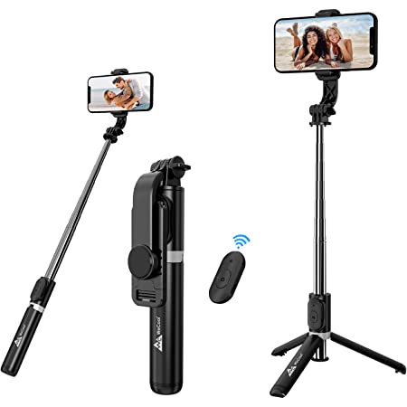 WeCool S2 Bluetooth Extendable Selfie Stick Tongkat Selfie Bluetooth yang Dapat Diperpanjang dengan Remote Nirkabel Panjang 103 Cms Tongkat Selfie Dapat Disesuaikan dan Dapat Diputar Desain Kompatibel untuk iPhone dan Semua all phones