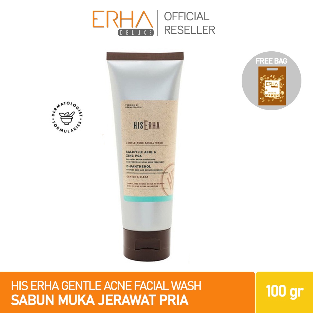 HIS ERHA Sabun Wajah Pria - Gentle Acne Facial Wash - Pembersih Jerawat