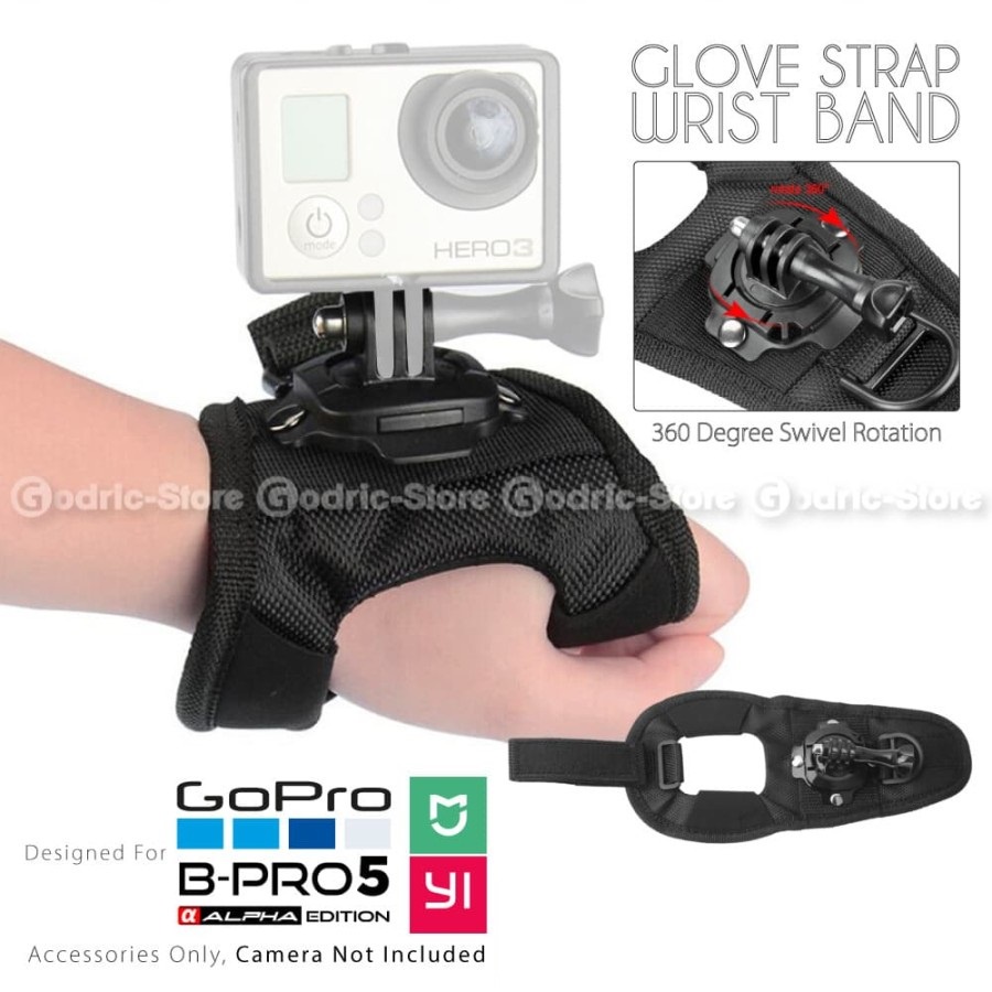 Glove Hand Strap 360 for Action Cam, GoPro, Xiaomi Yi, Brica B-PRO, etc