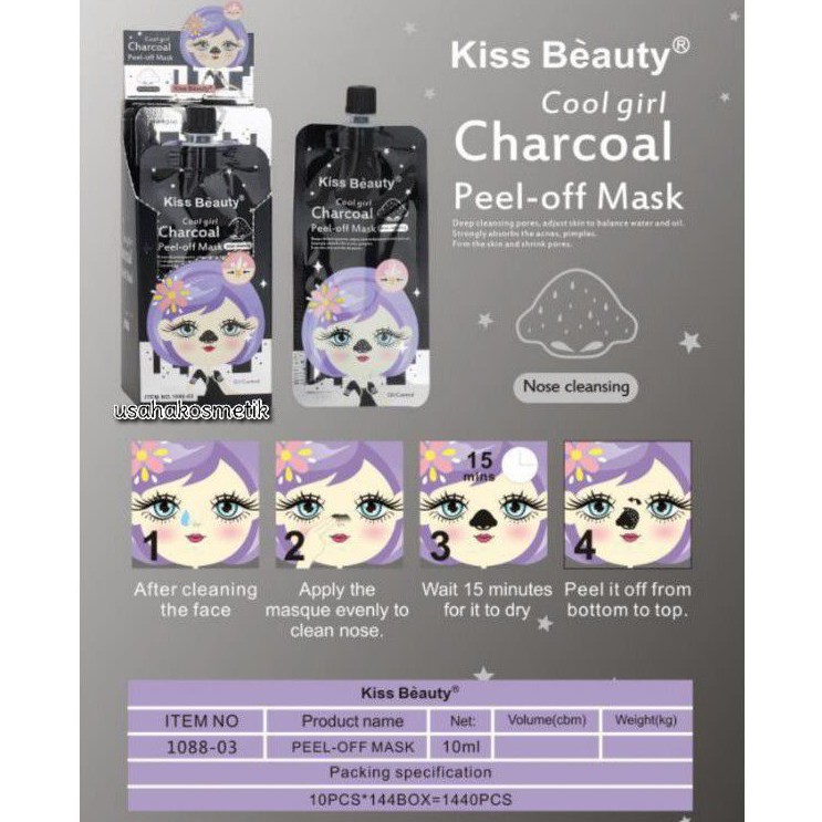 ECER MASKER KOMEDO | MASKER KISS BEAUTY |MASKER SASET PEEL OF MASK CHARCOAL NO.1088-03 | 1089-03