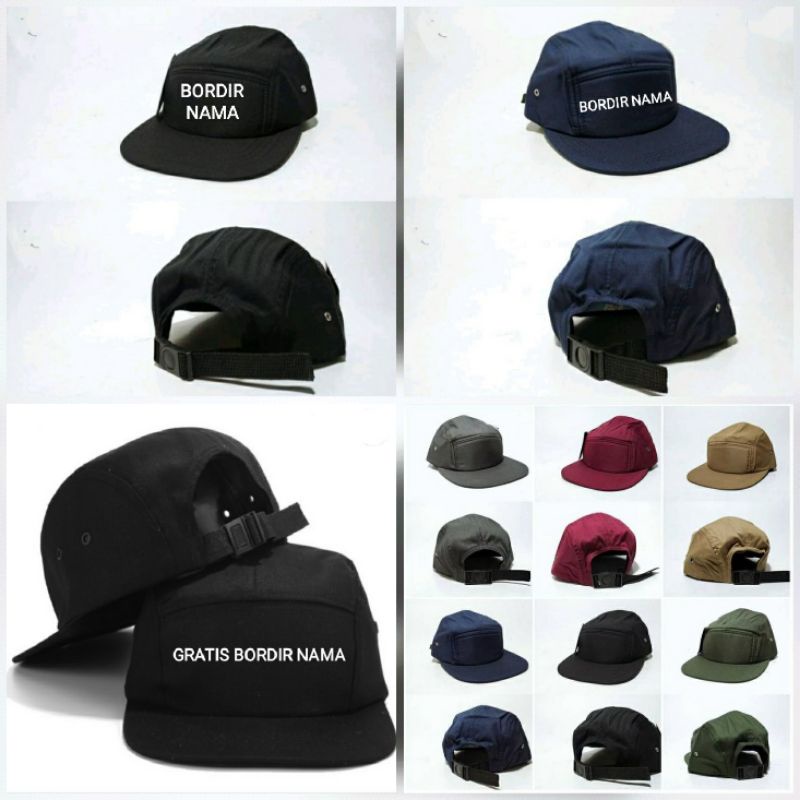 Topi Snapback 5 Panel Free Bordir  Nama Topi 5 Panel Polos Distro Topi Unisex