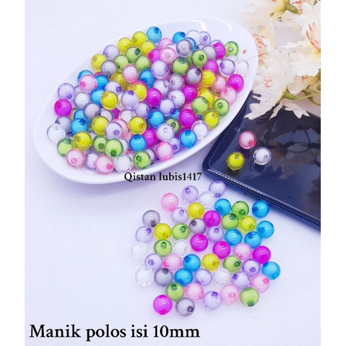 Manik isi polos 10mm  8mm 20gr