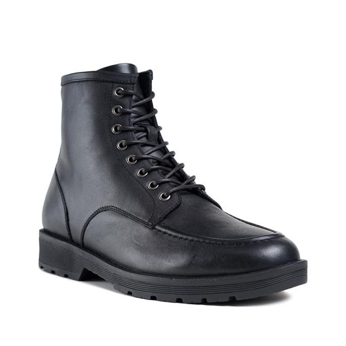 Prabu - Perwira Black Sepatu Kulit Boots pria