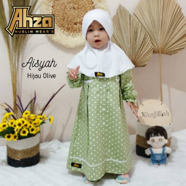 Gamis Bayi Aisyah set jilbab 4 warna by ahza/gamis baby/gamis anak lucu/gamis anak/gamis syari anak