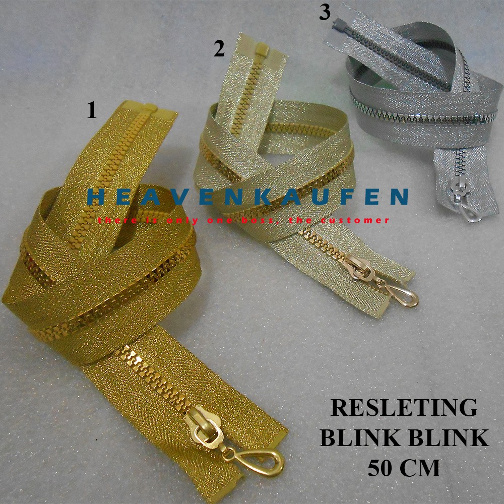 Resleting/Zipper 50 cm Blink-Blink Mengkilap