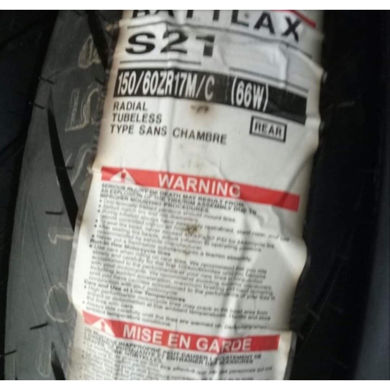 ban luar battlax s21 ban belakang uk 150/60-17 tubeless