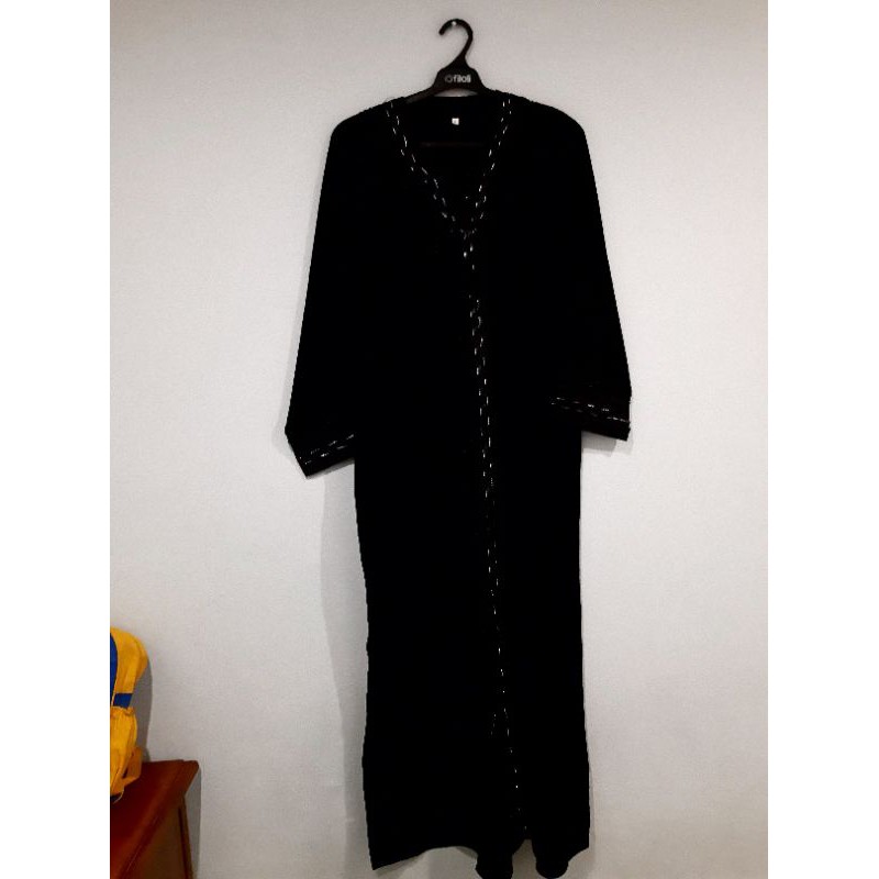 gamis hitam dan biru elektrik oleh oleh mekkah preloved jumbo