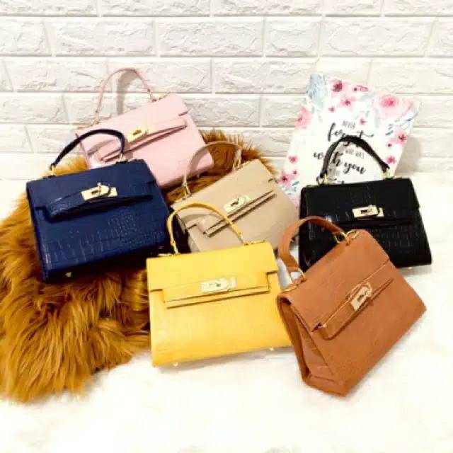 TAS HM KELLY CROCO 3 RUANG/TAS WANITA/FASHION WANITA/REAL PIC